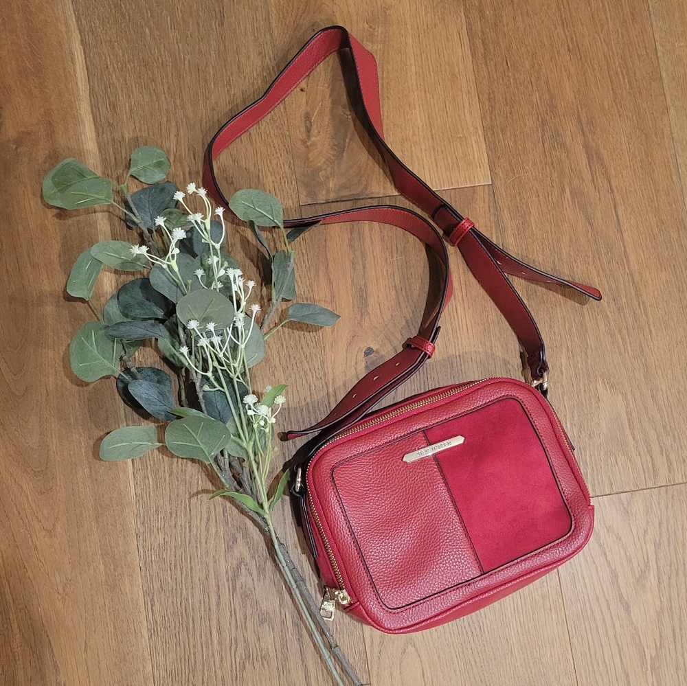 Vince Camuto Red Leather & Suede Crossbody Bag